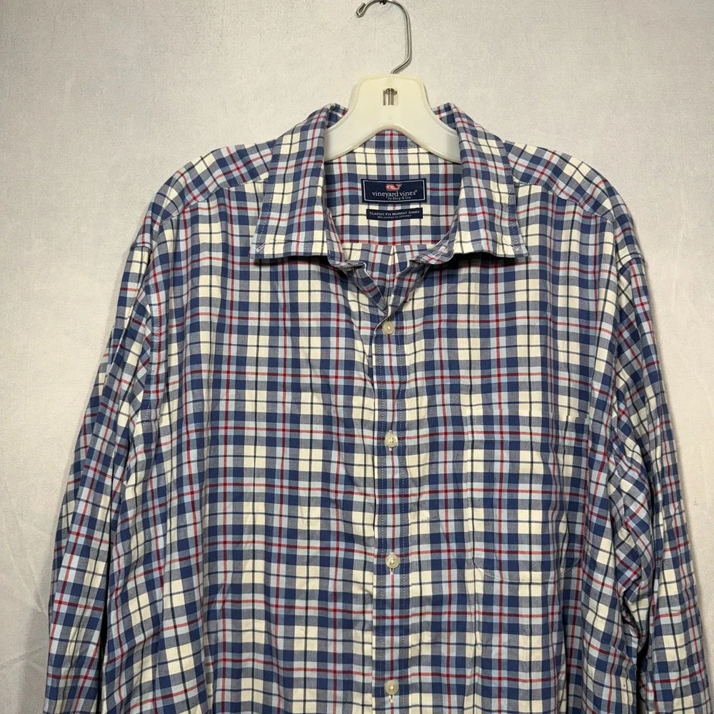 vineyard vines classic fit murray shirt Blue White Striped Men's XL
